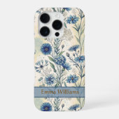 Personalized Name Blue Wildflowers iPhoneケース (裏面)