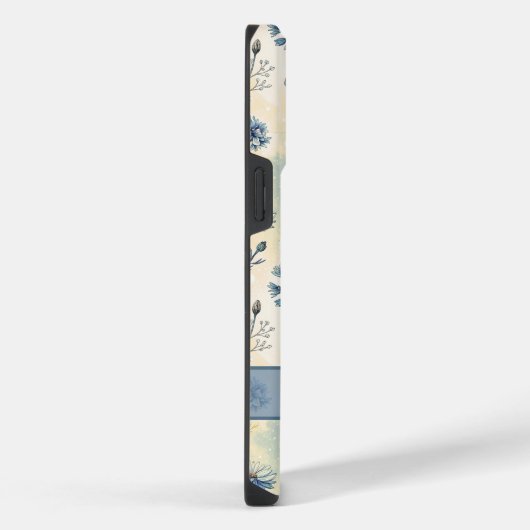 Personalized Name Blue Wildflowers iPhoneケース (右側面)