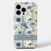 Personalized Name Blue Wildflowers iPhoneケース (裏面)