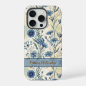 Personalized Name Blue Wildflowers iPhoneケース (裏面)