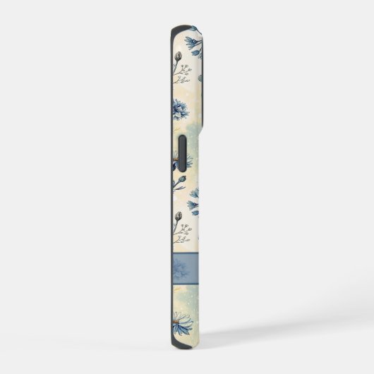 Personalized Name Blue Wildflowers iPhoneケース (右側面)