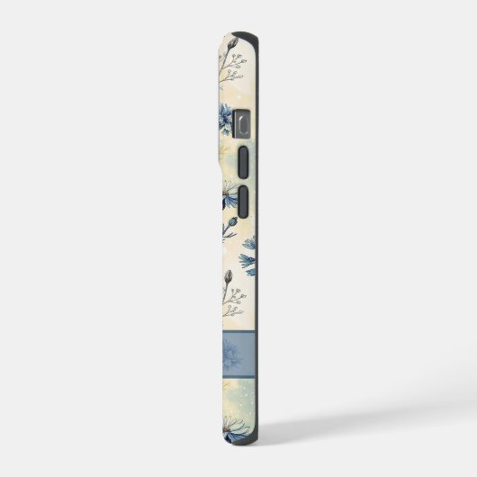 Personalized Name Blue Wildflowers iPhoneケース (左側面)