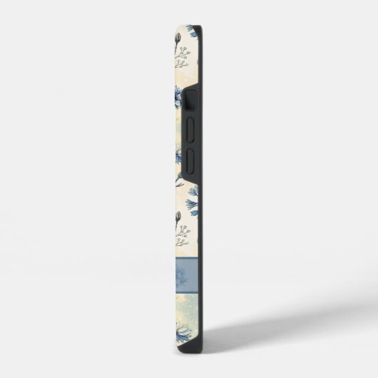 Personalized Name Blue Wildflowers iPhoneケース (左側面)