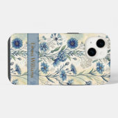 Personalized Name Blue Wildflowers iPhoneケース (裏面横)