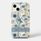 Personalized Name Blue Wildflowers iPhoneケース (裏面)