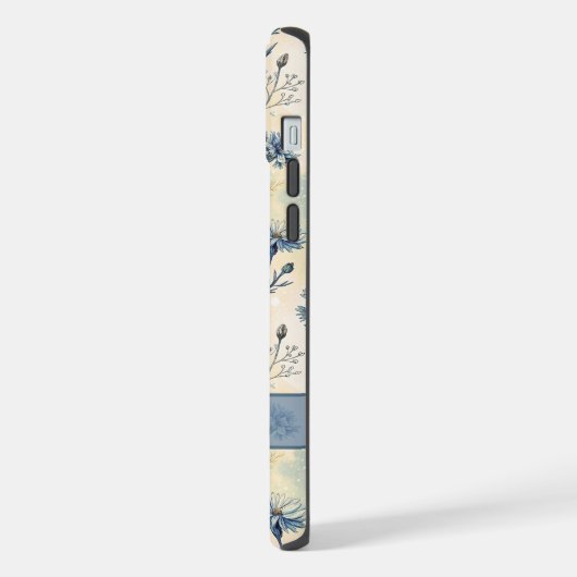 Personalized Name Blue Wildflowers iPhoneケース (左側面)