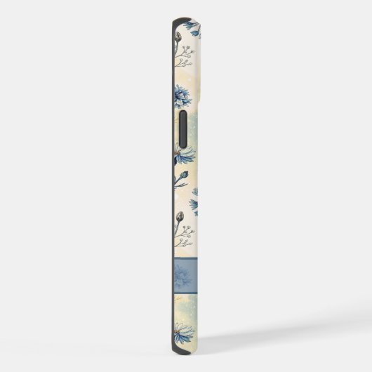 Personalized Name Blue Wildflowers iPhoneケース (右側面)