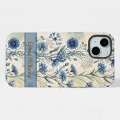 Personalized Name Blue Wildflowers iPhoneケース (裏面横)