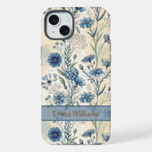 Personalized Name Blue Wildflowers iPhoneケース (裏面)