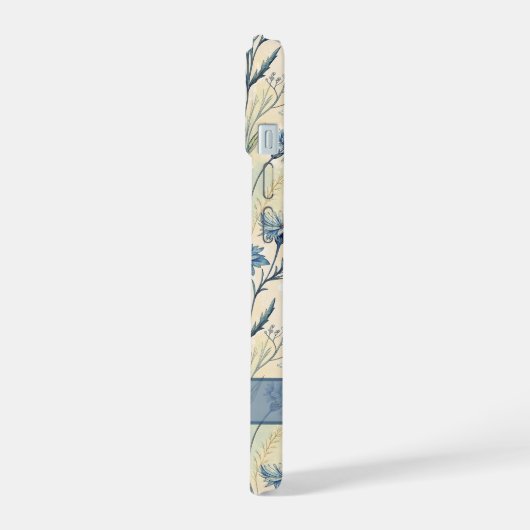 Personalized Name Blue Wildflowers iPhone 15ケース (左側面)