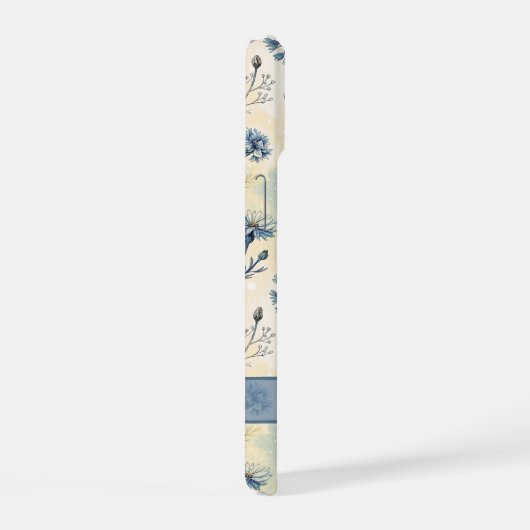 Personalized Name Blue Wildflowers iPhone 15ケース (右側面)