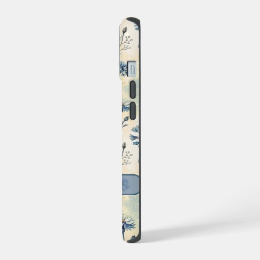 Personalized Name Blue Wildflowers iPhone 15ケース (左側面)
