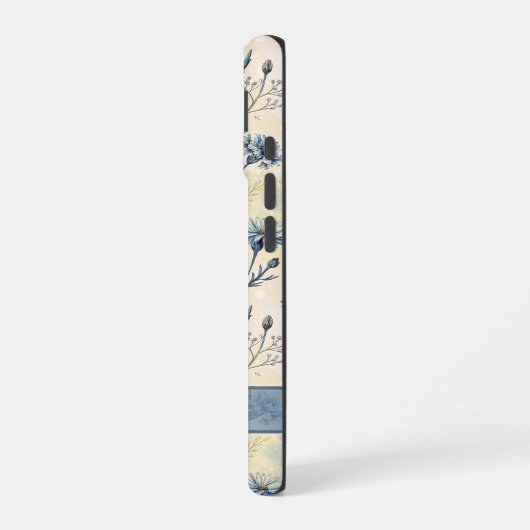 Personalized Name Blue Wildflowers iPhone 16ケース (左側面)