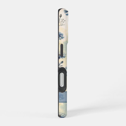 Personalized Name Blue Wildflowers iPhone 16ケース (右側面)