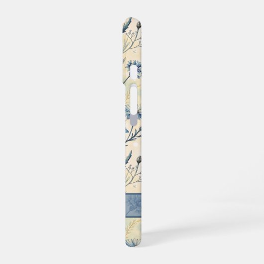 Personalized Name Blue Wildflowers iPhone 16ケース (左側面)