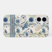 Personalized Name Blue Wildflowers iPhone 16ケース (裏面横)
