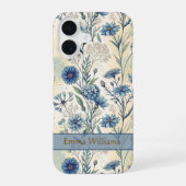 Personalized Name Blue Wildflowers iPhone 16ケース (裏面)