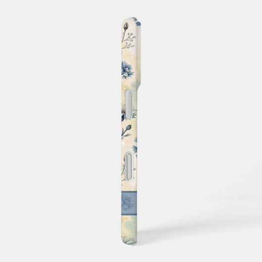 Personalized Name Blue Wildflowers iPhone 16ケース (右側面)
