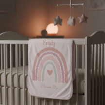 Personalized name Boho Rainbow Baby Blanket