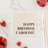 Personalized Name Bold Brown Cream Birthday Party スタンダードカクテルナプキン (インサイチュ)