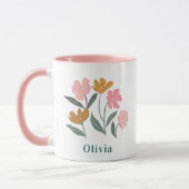 Personalized Name Botanical Illustrated Bridesmaid マグカップ (左)