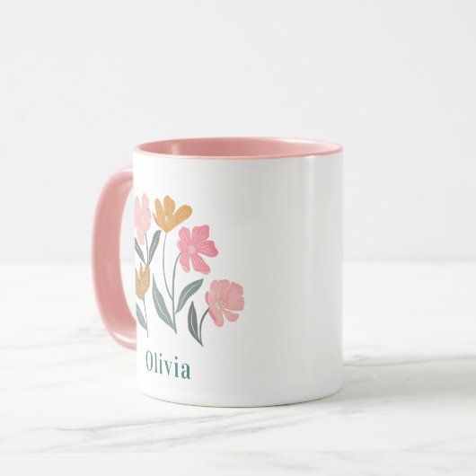 Personalized Name Botanical Illustrated Bridesmaid マグカップ (正面左)