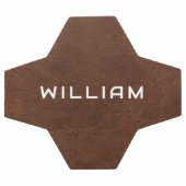 Personalized Name Brown Leather Texture サッカーボール (フラット)