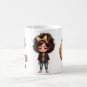 Personalized Name & C Sleepy Morning Plaid Charact コーヒーマグカップ (中央)