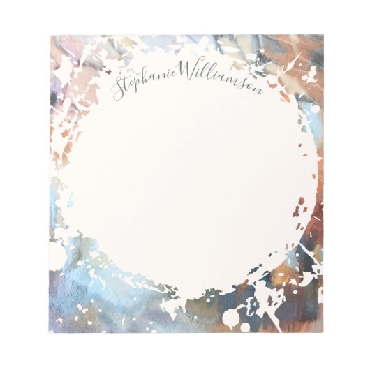 Personalized Name Calligraphy Watercolor Autumn  ノートパッド (正面)