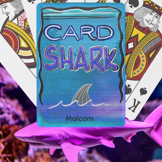 Personalized Name, Card Shark, Blue Playing Cards トランプ