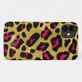 Personalized Name Chic Gold Glitter Black Leopard  Case-Mate iPhoneケース (裏面(横))