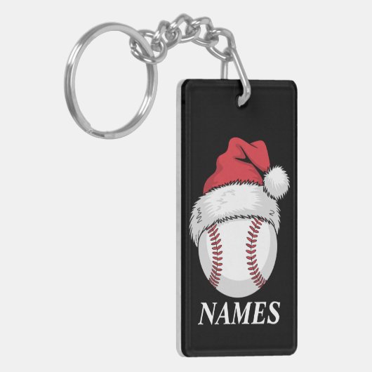 Personalized Name Christmas Baseball Santa Hat キーホルダー (正面左)