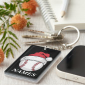 Personalized Name Christmas Baseball Santa Hat キーホルダー (正面右)