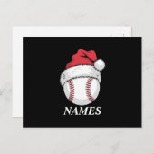 Personalized Name Christmas Baseball Santa Hat シーズンポストカード (正面/裏面)