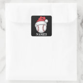 Personalized Name Christmas Baseball Santa Hat スクエアシール (バッグ)
