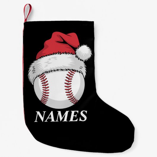 Personalized Name Christmas Baseball Santa Hat スモールクリスマスストッキング (正面)