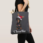 Personalized Name Christmas Dachshund Dog Lights トートバッグ (クローズアップ)