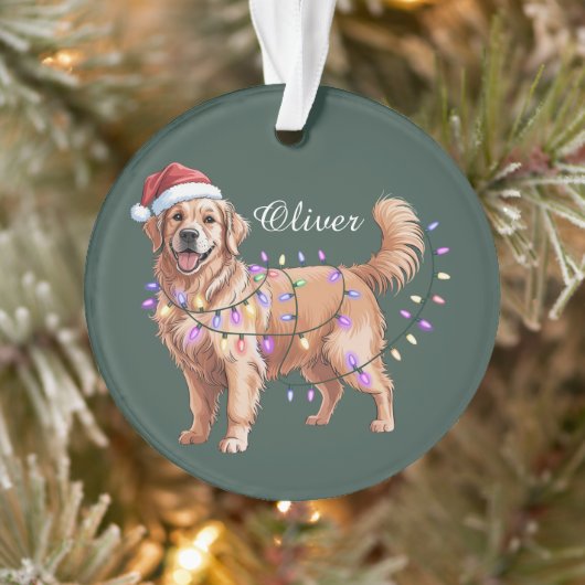 Personalized Name Christmas Golden Retriever Dog  オーナメント (ツリー)