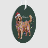 Personalized Name Christmas Golden Retriever Dog  オーナメント (正面)