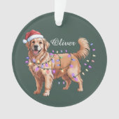 Personalized Name Christmas Golden Retriever Dog  オーナメント (正面)