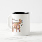 Personalized Name Christmas Golden Retriever Dog  ツートーンマグカップ (正面左)