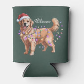 Personalized Name Christmas Golden Retriever Dog  缶クーラー (正面)