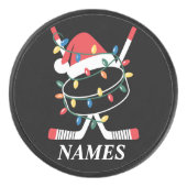 Personalized Name Christmas Hockey Xmas Santa Hat アイスホッケーパック (正面)