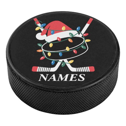 Personalized Name Christmas Hockey Xmas Santa Hat アイスホッケーパック (3/4)