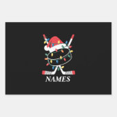 Personalized Name Christmas Hockey Xmas Santa Hat ラッピングペーパーシート (正面)