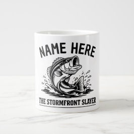 Personalized Name Classic Bass Fishing Storm ジャンボコーヒーマグカップ