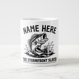 Personalized Name Classic Bass Fishing Storm ジャンボコーヒーマグカップ