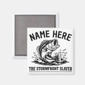 Personalized Name Classic Bass Fishing Storm マグネット (正面/裏面)
