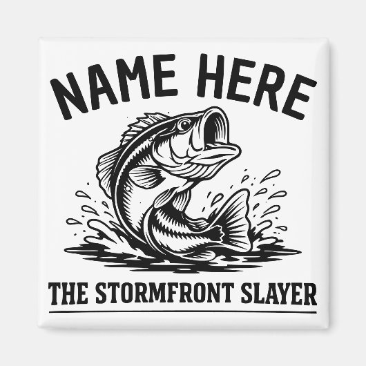 Personalized Name Classic Bass Fishing Storm マグネット (正面)