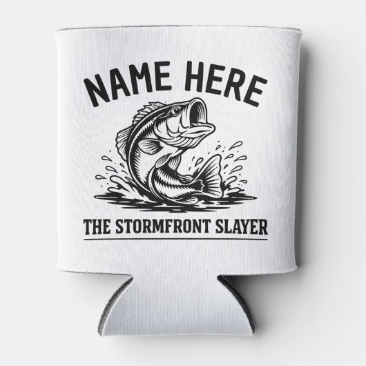 Personalized Name Classic Bass Fishing Storm 缶クーラー (正面)